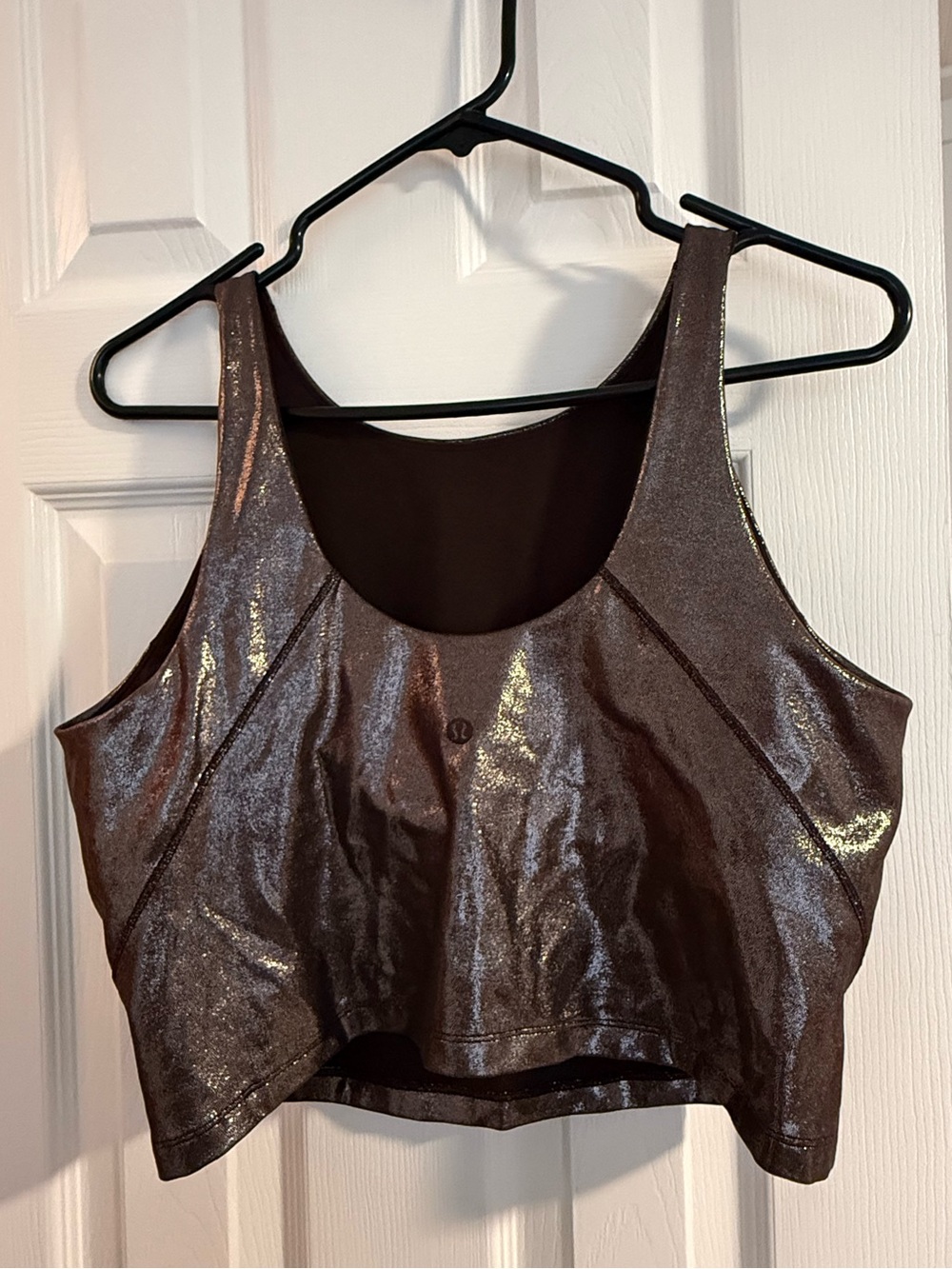 Shimmery Bronze Metallic Crop Tank Top - Women